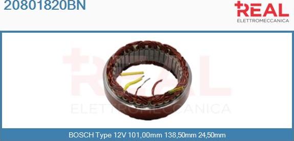 REAL 20801820BN - Stator, alternator autospares.lv