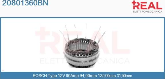 REAL 20801360BN - Stator, alternator autospares.lv