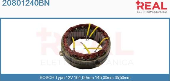 REAL 20801240BN - Stator, alternator autospares.lv