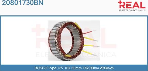 REAL 20801730BN - Stator, alternator autospares.lv