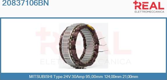 REAL 20837106BN - Stator, alternator autospares.lv