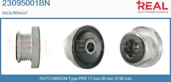 REAL 23095001BN - Pulley, alternator, freewheel clutch autospares.lv