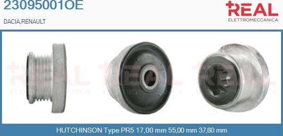 REAL 23095001OE - Pulley, alternator, freewheel clutch autospares.lv