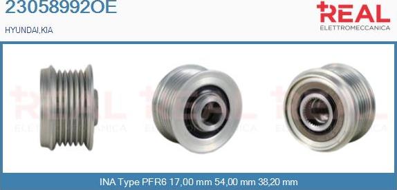 REAL 23058992OE - Pulley, alternator, freewheel clutch autospares.lv