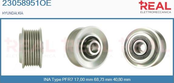 REAL 23058951OE - Pulley, alternator, freewheel clutch autospares.lv