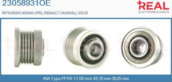 REAL 23058931OE - Pulley, alternator, freewheel clutch autospares.lv