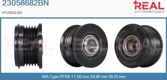 REAL 23058682BN - Pulley, alternator, freewheel clutch autospares.lv