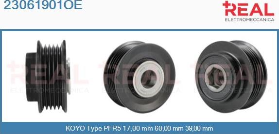 REAL 23061901OE - Pulley, alternator, freewheel clutch autospares.lv