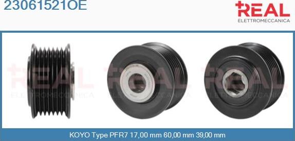 REAL 23061521OE - Pulley, alternator, freewheel clutch autospares.lv