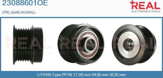 REAL 23088601OE - Pulley, alternator, freewheel clutch autospares.lv