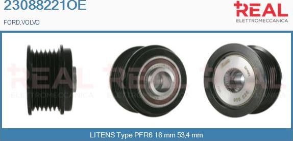 REAL 23088221OE - Pulley, alternator, freewheel clutch autospares.lv
