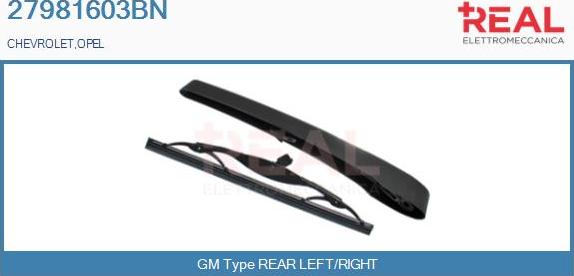 REAL 27981603BN - Wiper Arm, window cleaning autospares.lv