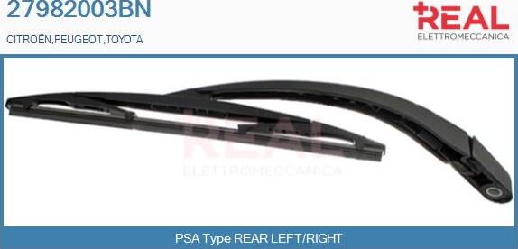 REAL 27982003BN - Wiper Arm, window cleaning autospares.lv