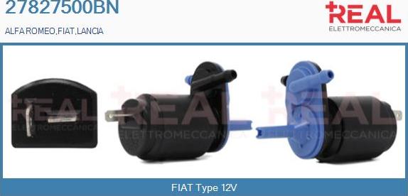 REAL 27827500BN - Water Pump, window cleaning autospares.lv