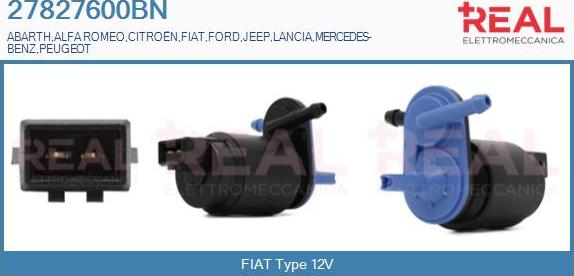REAL 27827600BN - Water Pump, window cleaning autospares.lv