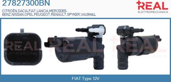 REAL 27827300BN - Water Pump, window cleaning autospares.lv