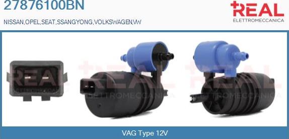 REAL 27876100BN - Water Pump, window cleaning autospares.lv