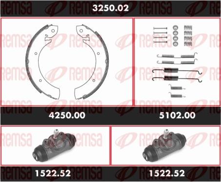 Remsa 3250.02 - Brake Shoe Set autospares.lv