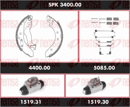 Remsa SPK 3400.00 - Brake Shoe Set autospares.lv