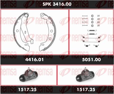 Remsa SPK 3416.00 - Brake Shoe Set autospares.lv