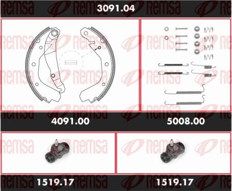 Remsa SPK 3091.04 - Brake Shoe Set autospares.lv