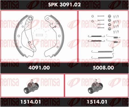 Remsa SPK 3091.02 - Brake Shoe Set autospares.lv