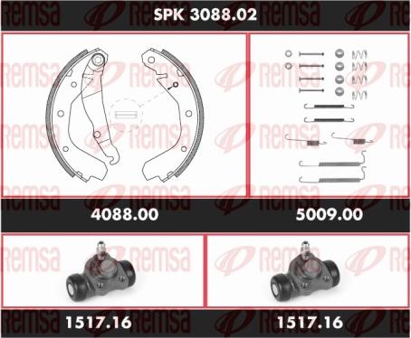 Remsa SPK 3088.02 - Brake Shoe Set autospares.lv