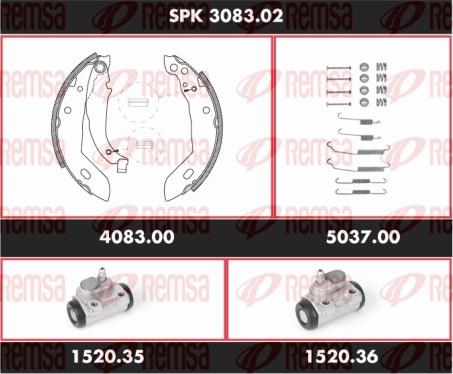 Remsa SPK 3083.02 - Brake Shoe Set autospares.lv