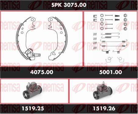 Remsa SPK 3075.00 - Brake Shoe Set autospares.lv