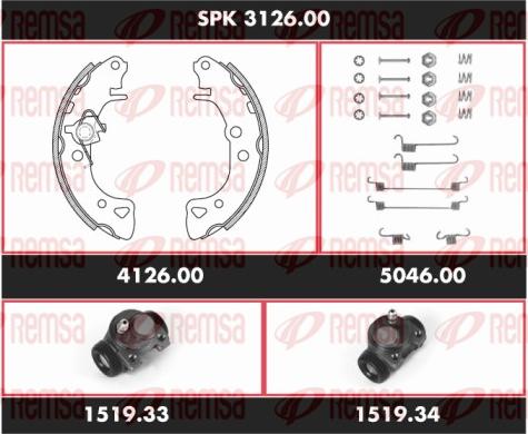 Remsa SPK 3126.00 - Brake Shoe Set autospares.lv