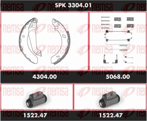 Remsa SPK 3304.01 - Brake Shoe Set autospares.lv