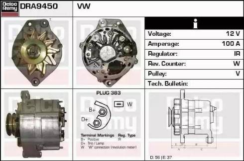 Remy DRA9450 - Alternator autospares.lv