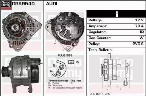 Remy DRA9540 - Alternator autospares.lv