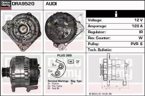 Remy DRA9520 - Alternator autospares.lv