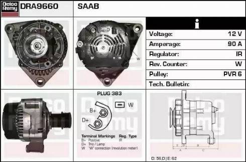 Remy DRA9660 - Alternator autospares.lv