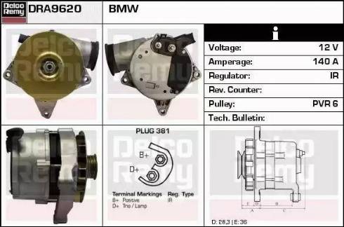 Remy DRA9620 - Alternator autospares.lv