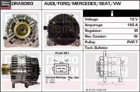 Remy DRA9080 - Alternator autospares.lv