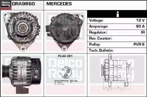 Remy DRA9860 - Alternator autospares.lv