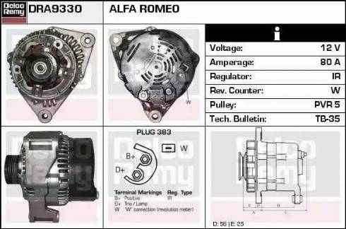 Remy DRA9330 - Alternator autospares.lv