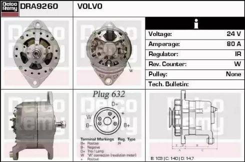 Remy DRA9260 - Alternator autospares.lv