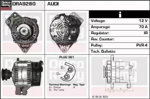 Remy DRA9280 - Alternator autospares.lv