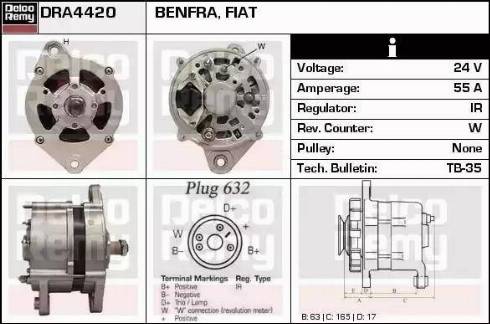 Remy DRA4420 - Alternator autospares.lv