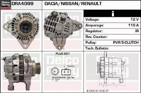 Remy DRA4099 - Alternator autospares.lv