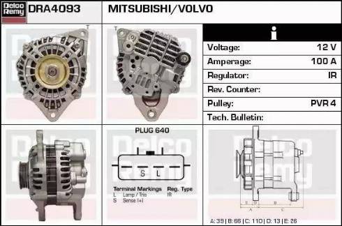 Remy DRA4093 - Alternator autospares.lv