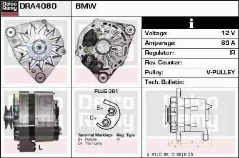 Remy DRA4080 - Alternator autospares.lv