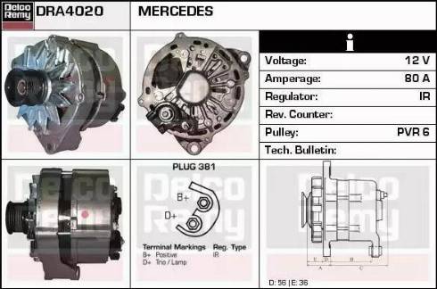 Remy DRA4020 - Alternator autospares.lv