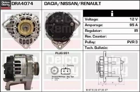 Remy DRA4074 - Alternator autospares.lv