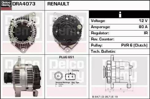 Remy DRA4073 - Alternator autospares.lv