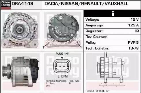 Remy DRA4148 - Alternator autospares.lv