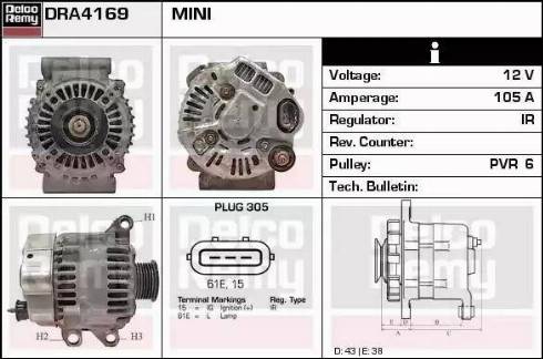 Remy DRA4169 - Alternator autospares.lv